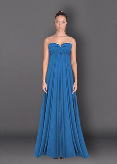 שמלות ערב בדי שיפון משי קישוט סברובסקי